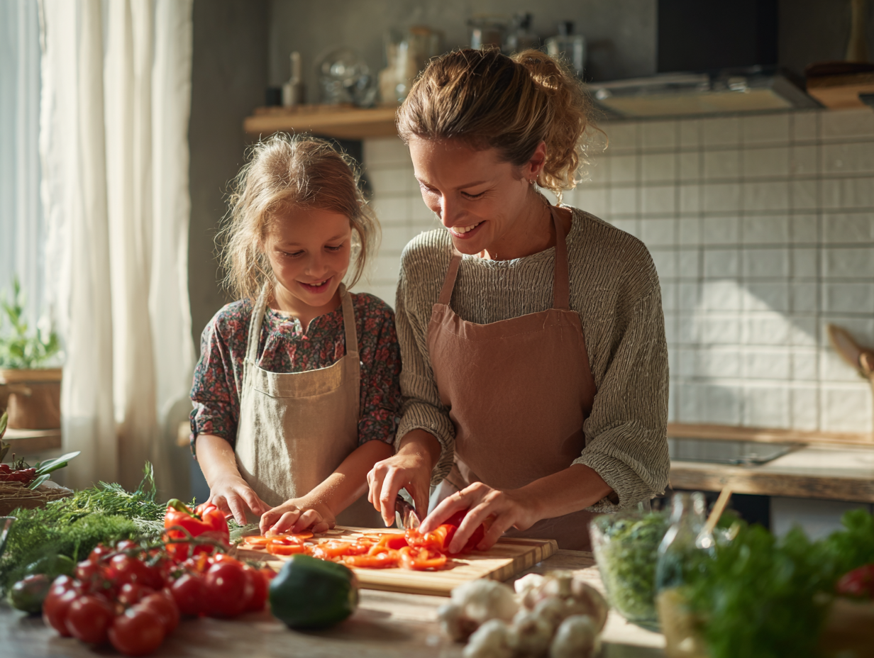 Свіжі органічні продукти та збалансована тарілка їжі